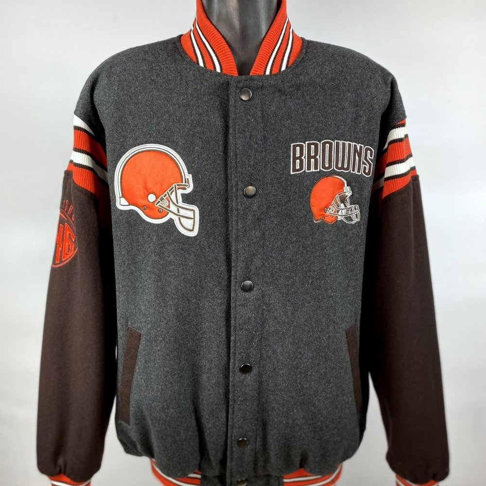 Cleveland Browns NFL REVERSIBLE THROWBACK WOOL/POLY JACKET XL
